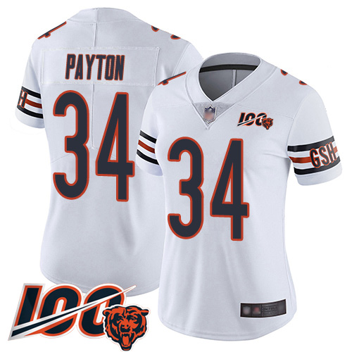 Women Chicago Bears 34 Walter Payton White Vapor Untouchable Limited Player 100th Season Football Je