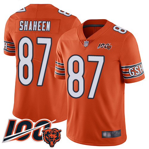 Youth Chicago Bears 87 Adam Shaheen Orange Alternate 100th Season Limited Football Jersey