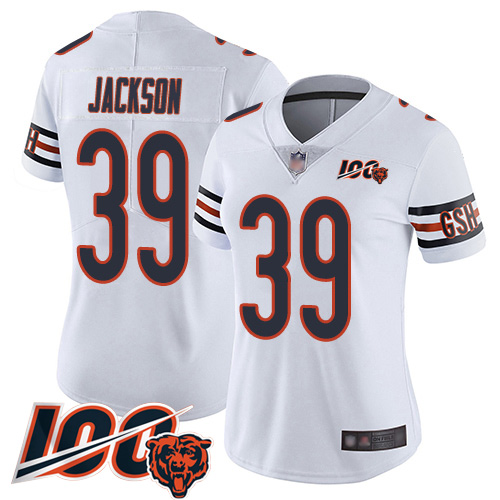 Women Chicago Bears 39 Eddie Jackson White Vapor Untouchable Limited Player 100th Season Football Je