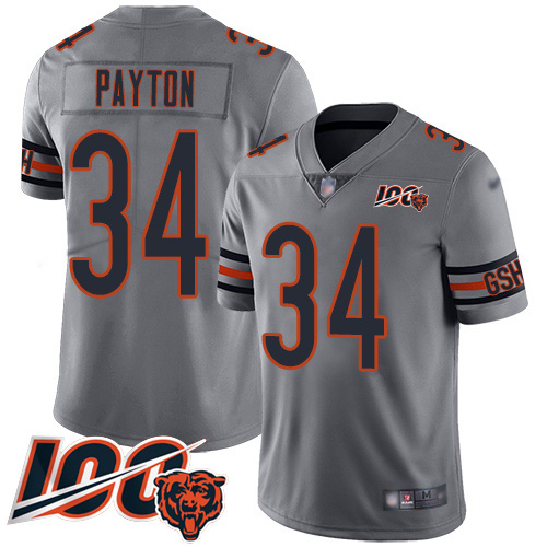 Men Chicago Bears 34 Walter Payton Limited Silver Inverted Legen