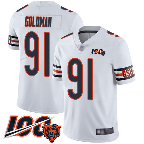 Youth Chicago Bears 91 Eddie Goldman White Vapor Untouchable Limited Player 100th Season Football Je