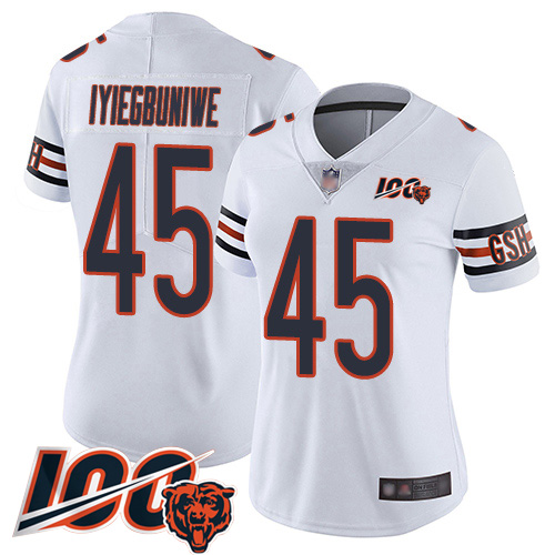 Women Chicago Bears 45 Joel Iyiegbuniwe White Vapor Untouchable Limited Player 100th Season Football