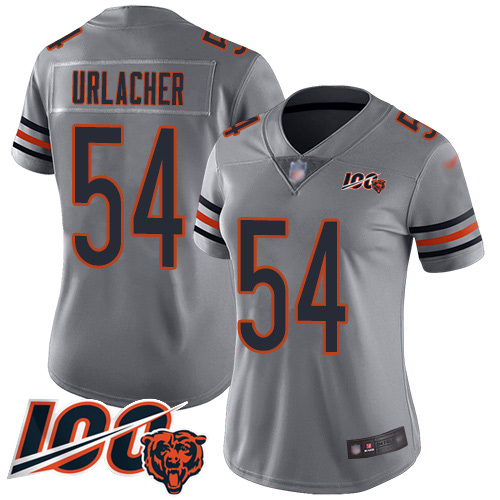 Women Chicago Bears 54 Brian Urlacher Limited Silver Inverted Le