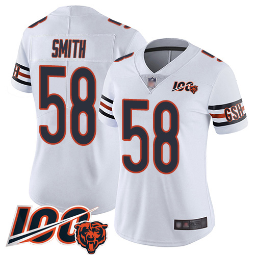 Women Chicago Bears 58 Roquan Smith White Vapor Untouchable Limited Player 100th Season Football Jer