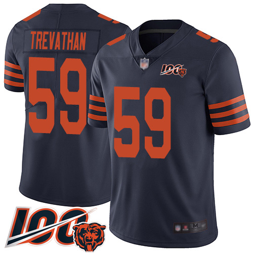 Men Chicago Bears 59 Danny Trevathan Limited Navy Blue Rush Vapor Untouchable 100th Season Football 