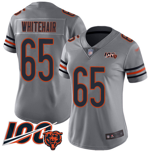 Women Chicago Bears 65 Cody Whitehair Limited Silver Inverted Le