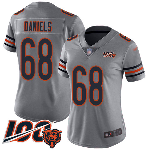 Women Chicago Bears 68 James Daniels Limited Silver Inverted Leg