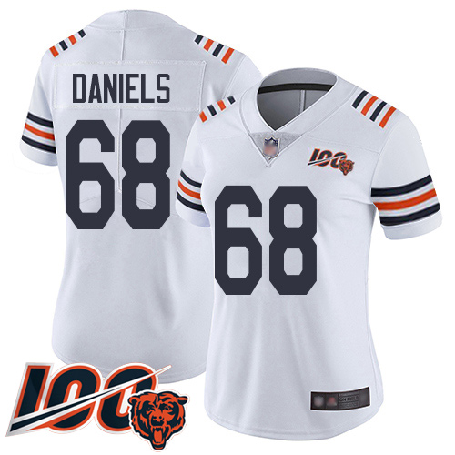 Women Chicago Bears 68 James Daniels White 100th Season Limited 