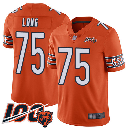 Men Chicago Bears 75 Kyle Long Orange Alternate 100th Season Lim