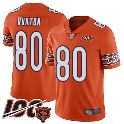 Men Chicago Bears 80 Trey Burton Orange Alternate 100th Season L