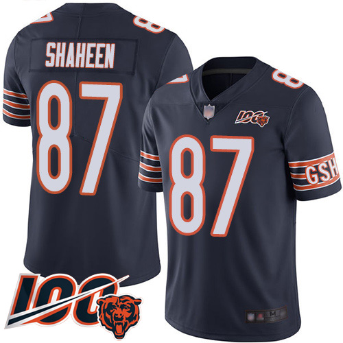 Men Chicago Bears 87 Adam Shaheen Navy Blue Team Color 100th Sea