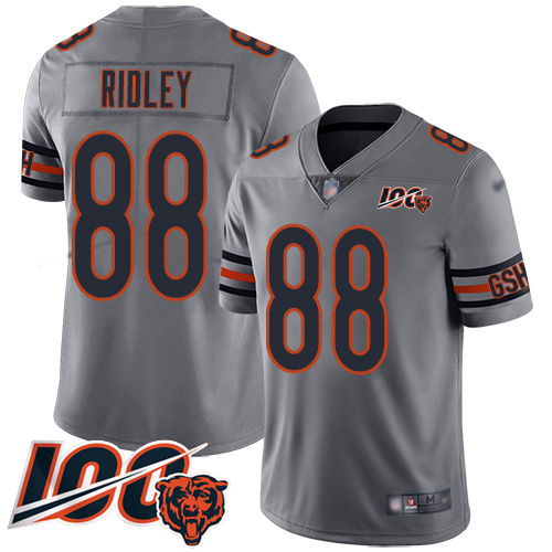 Men Chicago Bears 88 Riley Ridley Limited Silver Inverted Legend 100th Season Football Jersey