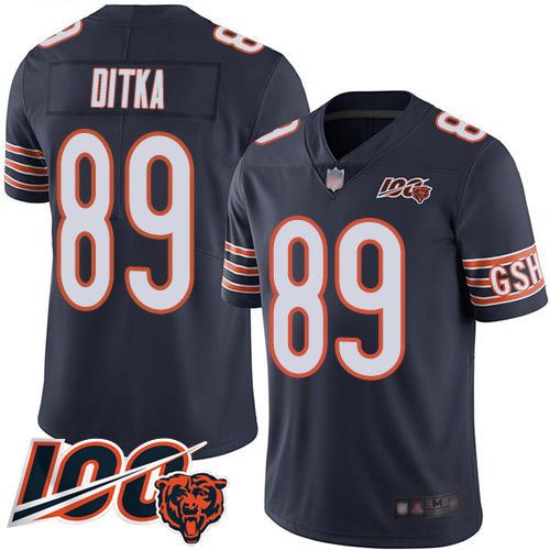 Men Chicago Bears 89 Mike Ditka Navy Blue Team Color 100th Season Limited Football Jersey