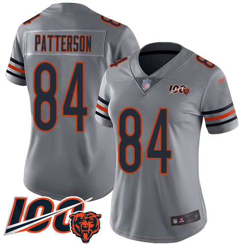 Women Chicago Bears 84 Cordarrelle Patterson Limited Silver Inverted Legend 100th Season Football Je