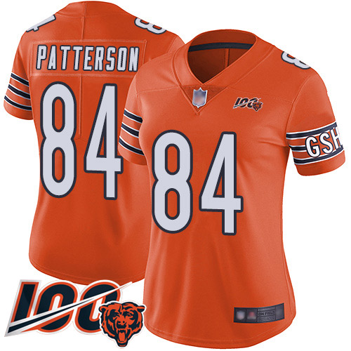 Women Chicago Bears 84 Cordarrelle Patterson Orange Alternate 100th Season Limited Football Jerseyrs