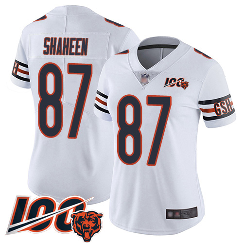 Women Chicago Bears 87 Adam Shaheen White Vapor Untouchable Limited Player 100th Season Football Jer