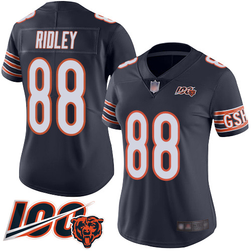 Women Chicago Bears 88 Riley Ridley Navy Blue Team Color 100th Season Limited Football Jersey