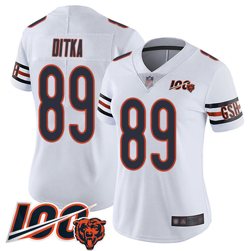 Women Chicago Bears 89 Mike Ditka White Vapor Untouchable Limited Player 100th Season Football Jerse