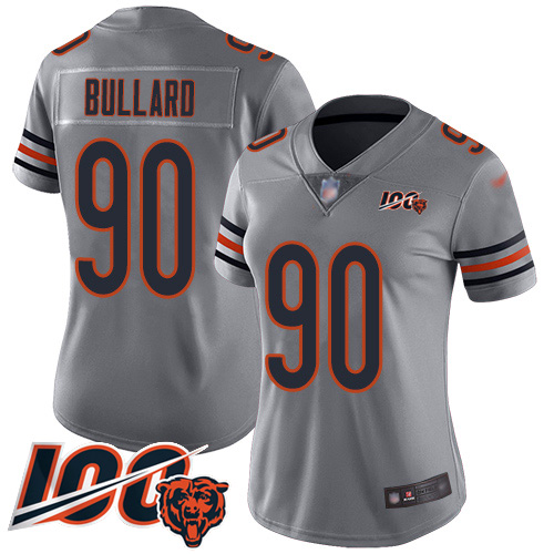 Women Chicago Bears 90 Jonathan Bullard Limited Silver Inverted 