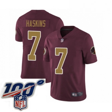 Mens Washington Redskins 7 Dwayne Haskins Burgundy Red Gold Number Alternate 80TH Anniversary Vapor 