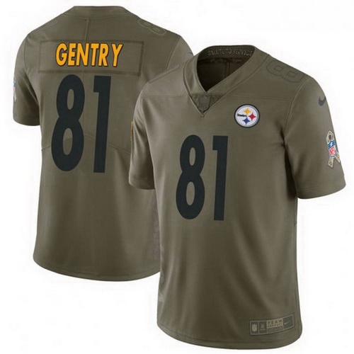 Men Nike 81 Zach Gentry Pittsburgh Steelers Limited Green 2017 Salute to Service Jersey