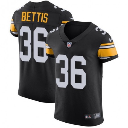 Mens Nike Pittsburgh Steelers 36 Jerome Bettis Black Team Color Vapor Untouchable Elite Player Jerse