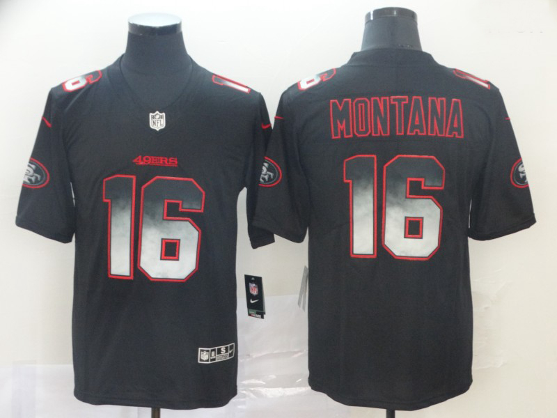 49ers 16 Joe Montana Black Arch Smoke Vapor Untouchable Limited Jersey