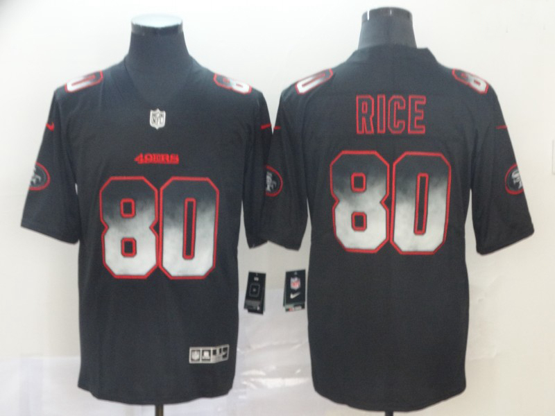 49ers 80 Jerry Rice Black Arch Smoke Vapor Untouchable Limited Jersey