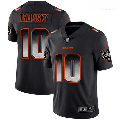 Bears 10 Mitchell Trubisky Black Men Stitched Football Vapor Untouchable Limited Smoke Fashion Jerse