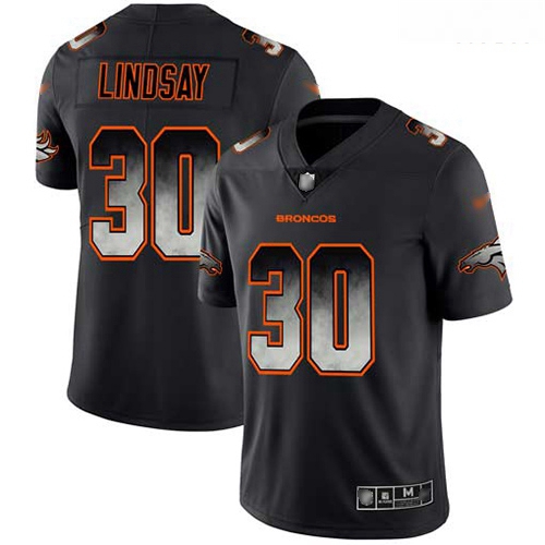 Broncos 30 Phillip Lindsay Black Men Stitched Football Vapor Untouchable Limited Smoke Fashion Jerse