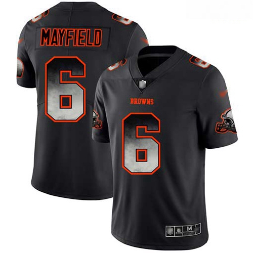 Browns 6 Baker Mayfield Black Men Stitched Football Vapor Untouchable Limited Smoke Fashion Jersey