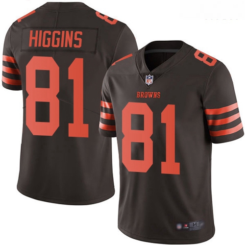 Browns 81 Rashard Higgins Brown Men Stitched Football Limited Rush Jersey