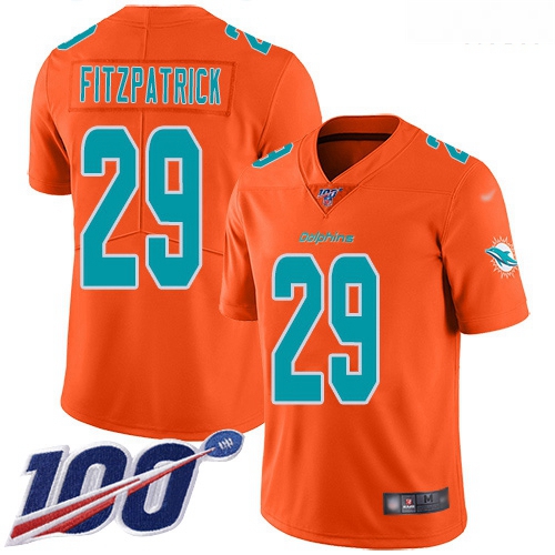 Dolphins 29 Minkah Fitzpatrick Orange Men Stitched Football Limited Inverted Legend 100th Season Jer