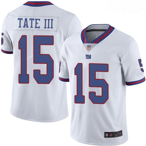 Giants 15 Golden Tate III White Men Stitched Football Limited Rush Jersey