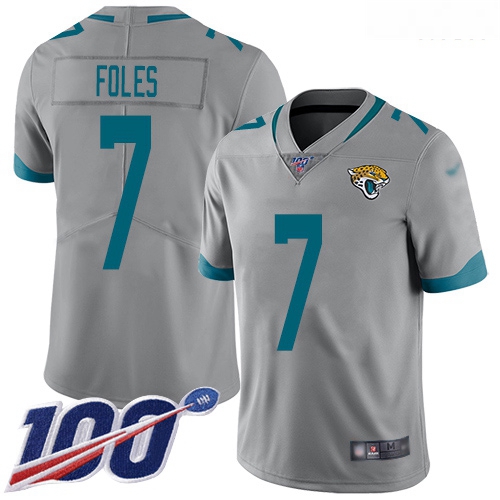 Jaguars 7 Nick Foles Silver Men Stitched Football Limited Inverted Legend 100th Season Jersey