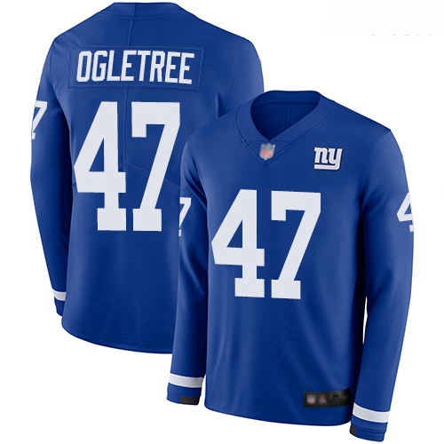 Giants 47 Alec Ogletree Royal Blue Team Color Men Stitched Football Limited Therma Long Sleeve Jerse