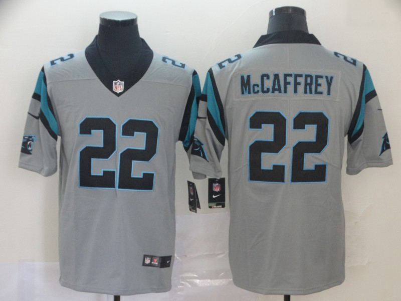 Nike Panthers 22 Christian McCaffrey Silver Inverted Legend Limited Jersey