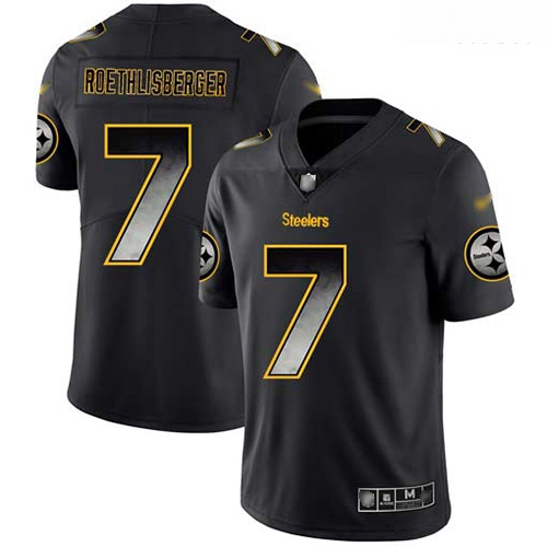 Steelers 7 Ben Roethlisberger Black Men Stitched Football Vapor Untouchable Limited Smoke Fashion Je