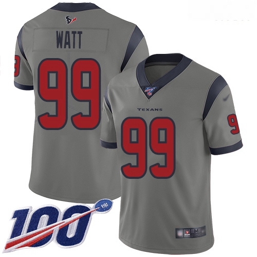 Texans 99 J J  Watt Gray Men Stitched Football Limited Inverted 