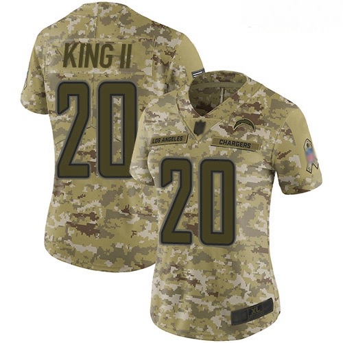 Chargers #20 Desmond King II Camo Women Stitched Football Limited 2018 Salute to Service Jersey