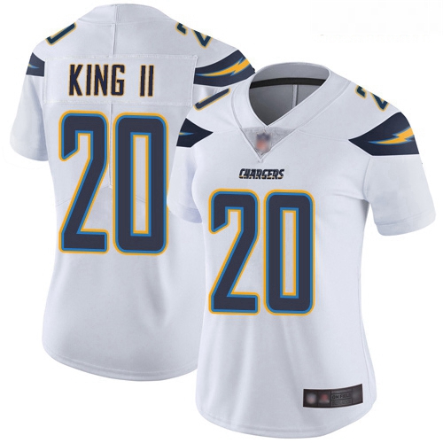 Chargers #20 Desmond King II White Women Stitched Football Vapor
