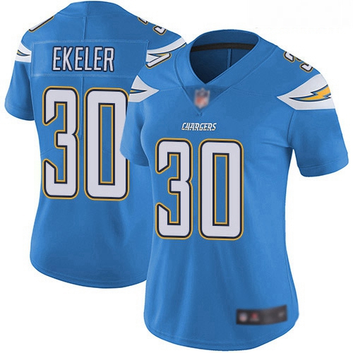 Chargers #30 Austin Ekeler Electric Blue Alternate Women Stitched Football Vapor Untouchable Limited
