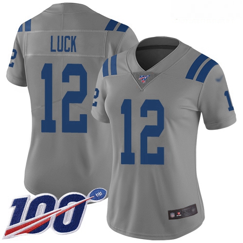 Colts #12 Andrew Luck Gray Women Stitched Football Limited Inver