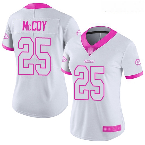 Nike Kansas City Chiefs No25 LeSean McCoy White/Pink Women's Stitched NFL Limited Rush Fashion Jersey