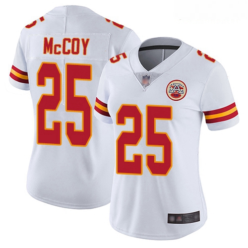 Chiefs #25 LeSean McCoy White Women Stitched Football Vapor Unto