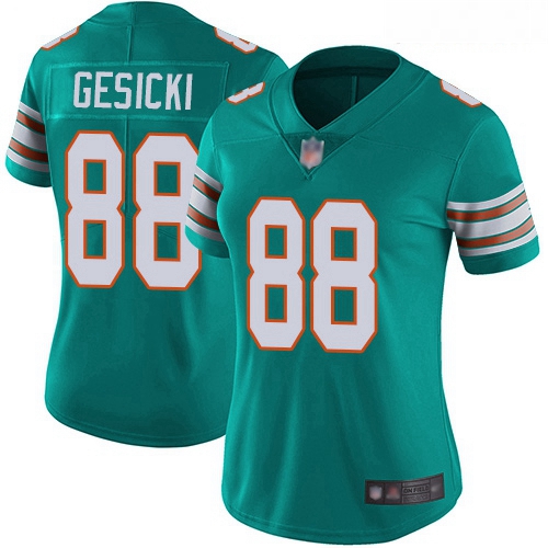 Dolphins #88 Mike Gesicki Aqua Green Alternate Women Stitched Football Vapor Untouchable Limited Jer