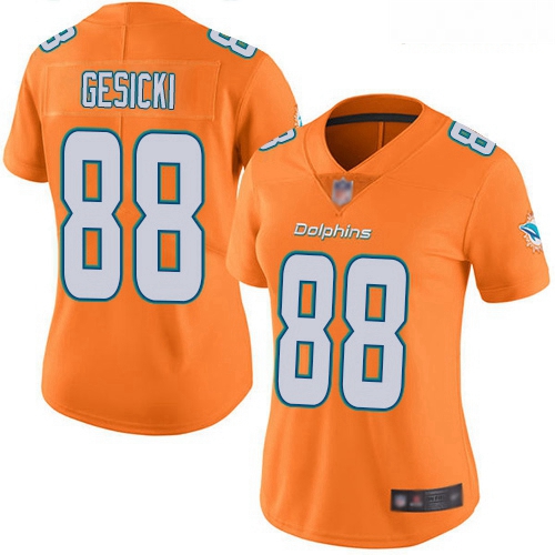Dolphins #88 Mike Gesicki Orange Women Stitched Football Limited