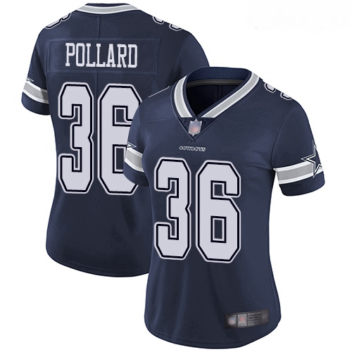 Cowboys #36 Tony Pollard Navy Blue Team Color Women Stitched Football Vapor Untouchable Limited Jers