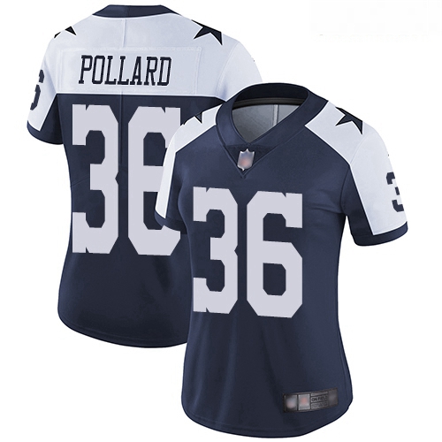 Cowboys #36 Tony Pollard Navy Blue Thanksgiving Women Stitched Football Vapor Untouchable Limited Th