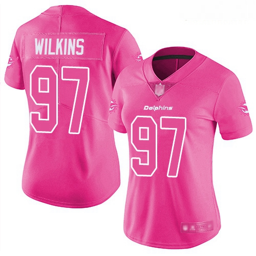 Dolphins #97 Christian Wilkins Pink Women Stitched Football Limi